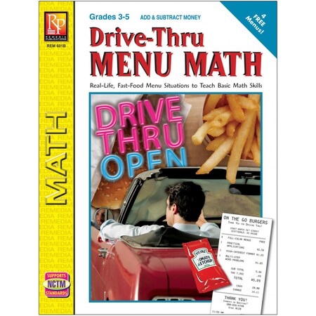 Remedia Publications Drive-Thru Menu Math: Add And Subtract Money 601B
